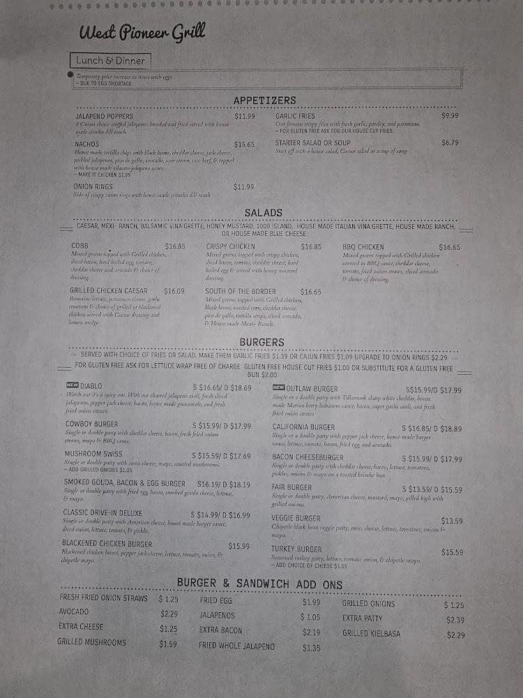 West Pioneer Grill Menu image 2